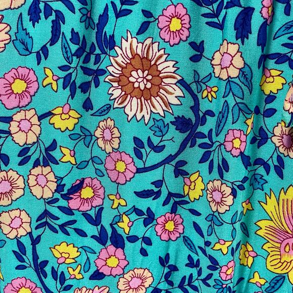 Hibluco Tiered Maxi Skirt Womens XL Blue Floral Boho Romantic Feminine Cottage - Picture 8 of 11